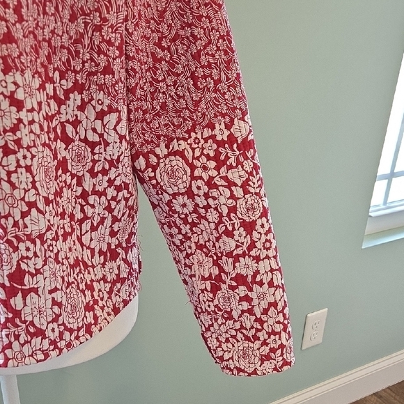 Baxter & Wells Reversible Red Floral/solid Red Quilted Cotton Jacket Women's XL - Picture 6 of 12